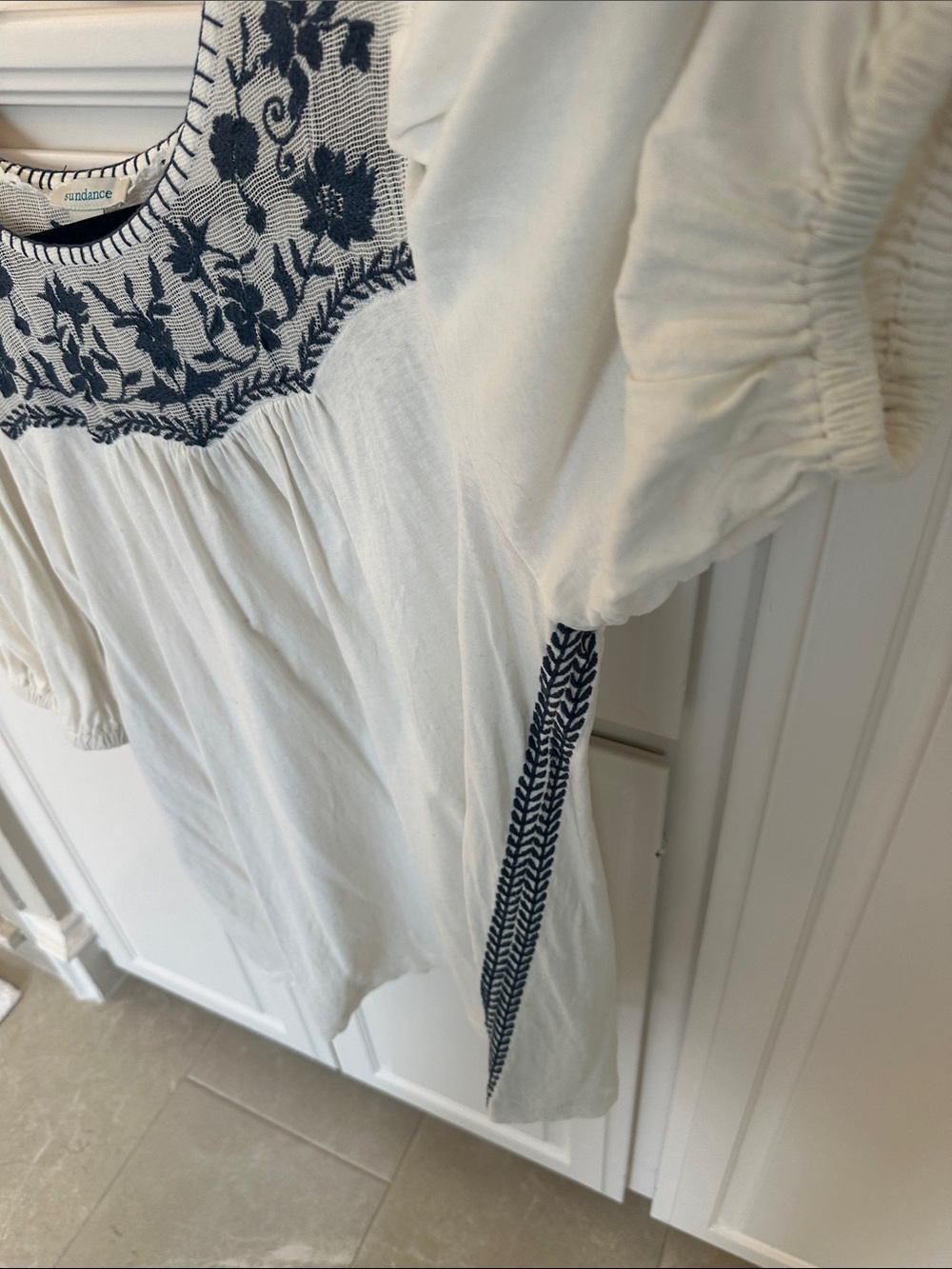 Sundance Cream Tunic with Navy Floral Yoke - Picture 3 of 4